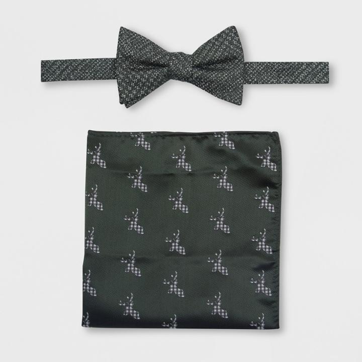 Men's Plaid Deer Check Necktie Set - Goodfellow & Co Green