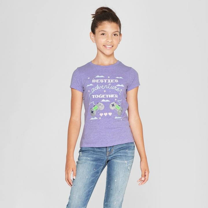 Girls' Besties Adventure Together Graphic Short Sleeve T-shirt - Cat & Jack Purple