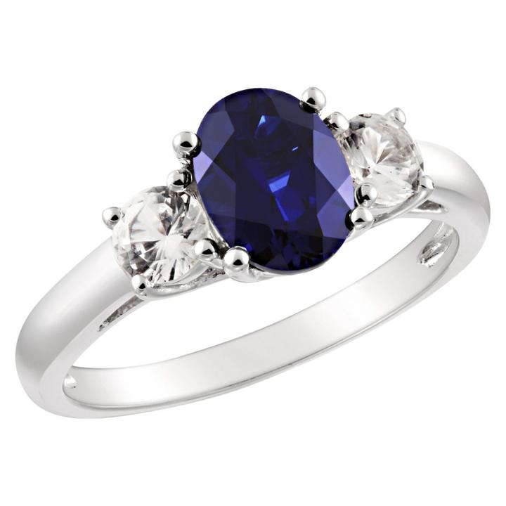 Target Created Blue And White Sapphire Ring In Sterling Silver - Blue/white, Size: 6.0, Blue White