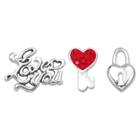 Target Treasure Lockets 3 Silver Plated Charm Set With I Love You Theme - Silver/red, Girl's