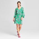Women's Floral Tiered Bell Sleeve Dress - A New Day Green