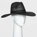 Women's Wide Brim Open Weave Straw Panama Hat - Universal Thread Black