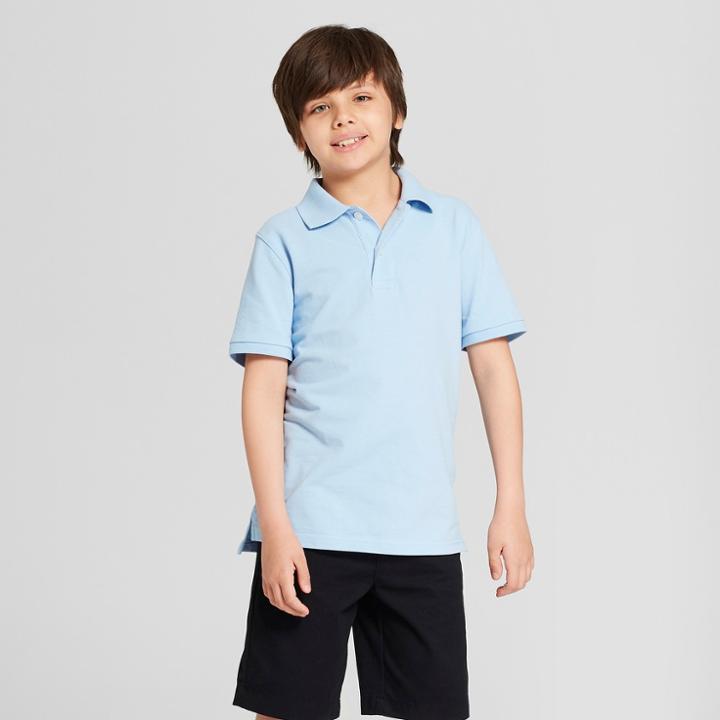 Boys' Short Sleeve Pique Uniform Polo Shirt - Cat & Jack Blue Xxl, Windy Blue