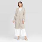 Women's Regular Fit Long Sleeve Button Front Seam Collar Straight Coat - Prologue Cream