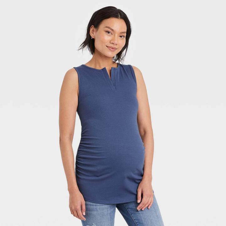 Rib Maternity Tank Top - Isabel Maternity By Ingrid & Isabel Blue