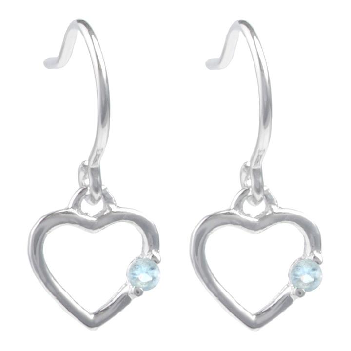 Journee Collection 1/10 Ct. T.w. Round-cut Cz Heart Dangle Pave Set Earrings In Sterling Silver - Light Blue, Girl's,