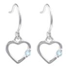 Journee Collection 1/10 Ct. T.w. Round-cut Cz Heart Dangle Pave Set Earrings In Sterling Silver - Light Blue, Girl's,