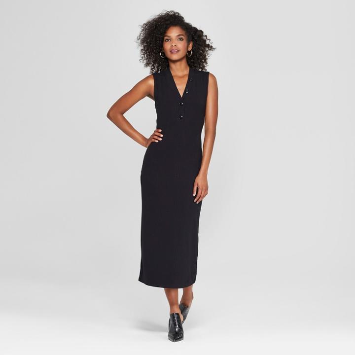 Women's Sleeveless Button Knit Midi Dress - Who What Wear Black