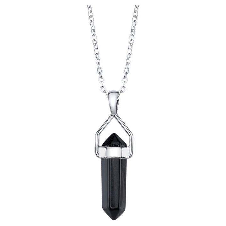 Target Women's Silver Plated Black Onyx Genuine Stone Necklace -