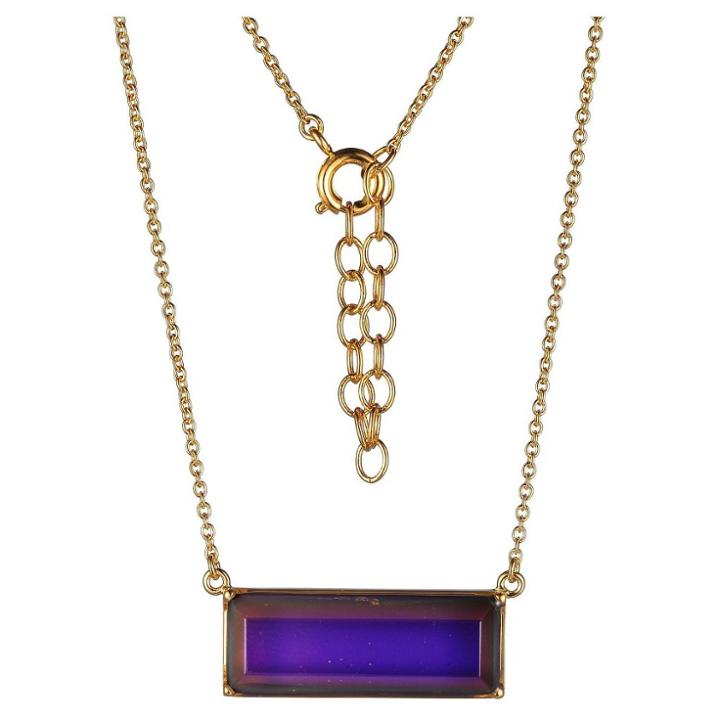 Target Color Changing 18k Yellow Gold Over Bronze Modern Thermochromic Crystal Mood Necklace