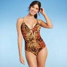 Women's Underwire Keyhole One Piece Swimsuit - Shade & Shore Tiger Print