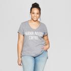 Women's Plus Size Short Sleeve Mama Needs Coffee T-shirt - Grayson Threads (juniors') Gray