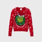 Girls' Dr. Seuss Grinch 'naughty & Nice' Pullover Sweater - Red