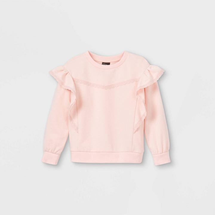 Toddler Girls' Lace Ruffle Sweatshirt - Art Class Pink