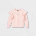 Toddler Girls' Lace Ruffle Sweatshirt - Art Class Pink