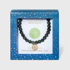 No Brand Semi-precious Moss Agate Beads And Mandala Stretch Bracelet - Green