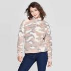 Women's Camo Print Long Sleeve 1/4 Zip Sherpa Sweatshirt - Grayson Threads (juniors') - Pink