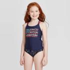 Girls' American Flag Tankini Swimsuit Set - Cat & Jack Navy