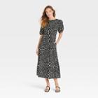 Women's Bishop Elbow Sleeve Tie-back Dress - Who What Wear Black Polka Dots