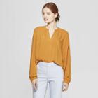 Women's Long Sleeve Popover Blouse - A New Day Rust
