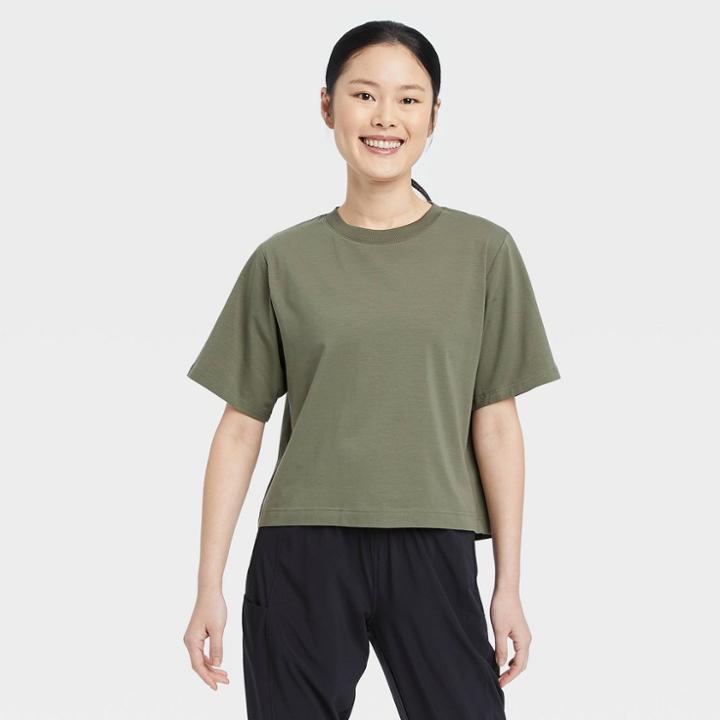 Women's Supima Cotton Short Sleeve Top - All In Motion Olive Green