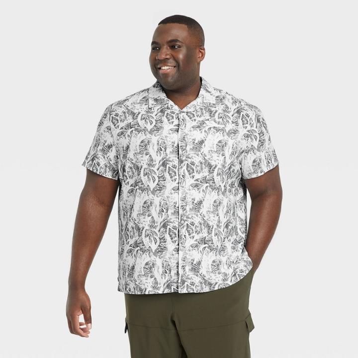Men's Big & Tall Short Sleeve Leaf Print Adventure T-shirt - All In Motion White