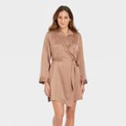Women's Satin Short Robe - Stars Above Brown