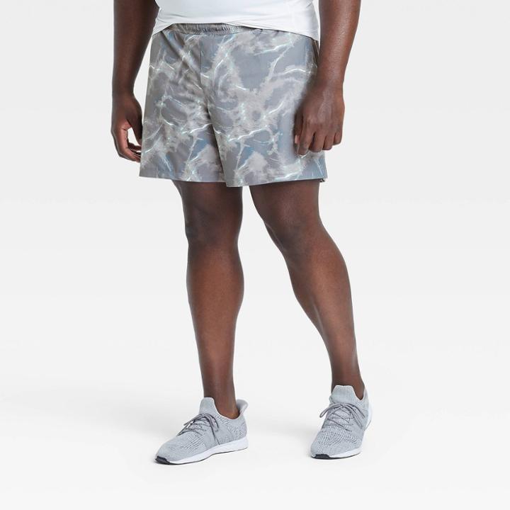 Men's Big & Tall Spacedye Print Hybrid Shorts - All In Motion Gray Xxxl