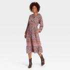 Women's Long Sleeve Smocked Dress - Knox Rose Gray Floral