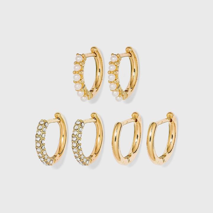 Sugarfix By Baublebar Crystal Gold And Pearl Hoop Earring
