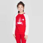 Girls' Long Sleeve Christmas Cat Pullover - Cat & Jack Red