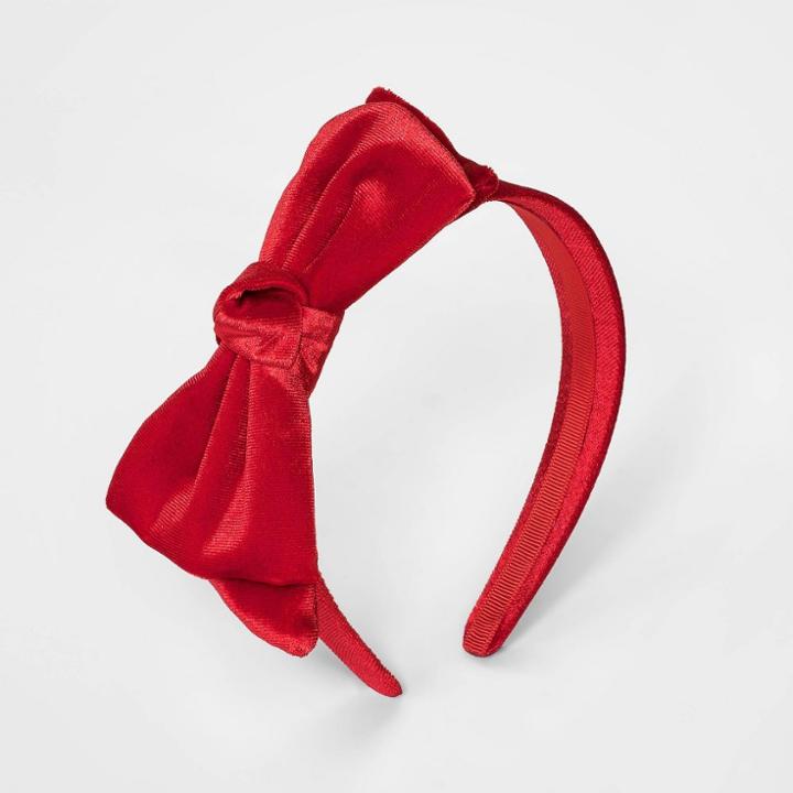Girls' Velvet Bow Headband - Cat & Jack Red