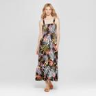 Women's Floral Print Smocked Midi Dress - Spenser Jeremy - Black