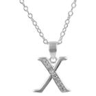 Journee Collection 0.01 Ct. T.w. Round-cut Diamond Pave Set Letter X Pendant Necklace In Sterling Silver - Silver (18), Girl's,