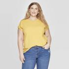 Women's Plus Size Short Sleeve Crewneck Tie Back T-shirt - Ava & Viv Mustard