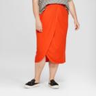Women's Plus Size Wrap Skirt - A New Day Orange X