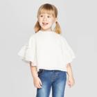 Target Toddler Girls' 3/4 Sleeve Eyelet Blouse - Art Class White
