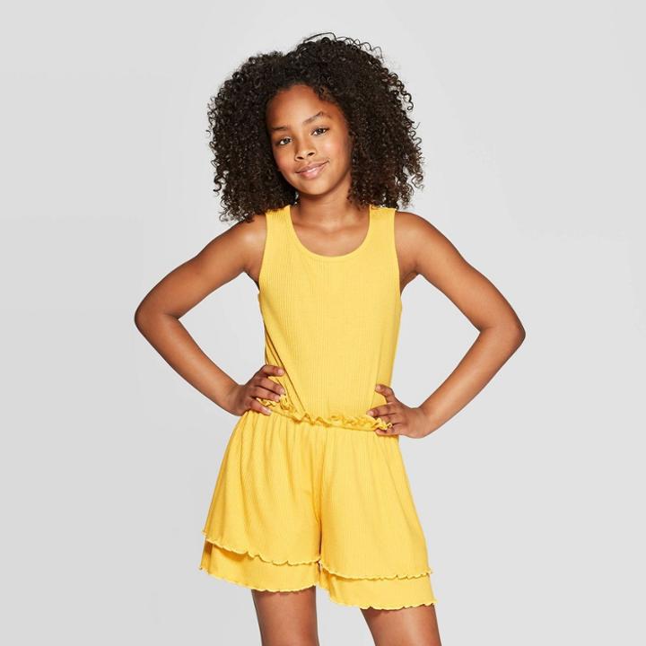 Girls' Back Ruffle Tank Top - Art Class Yellow