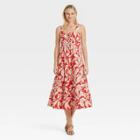 Women's Sleeveless Lace-up Dress - Who What Wear Red Floral