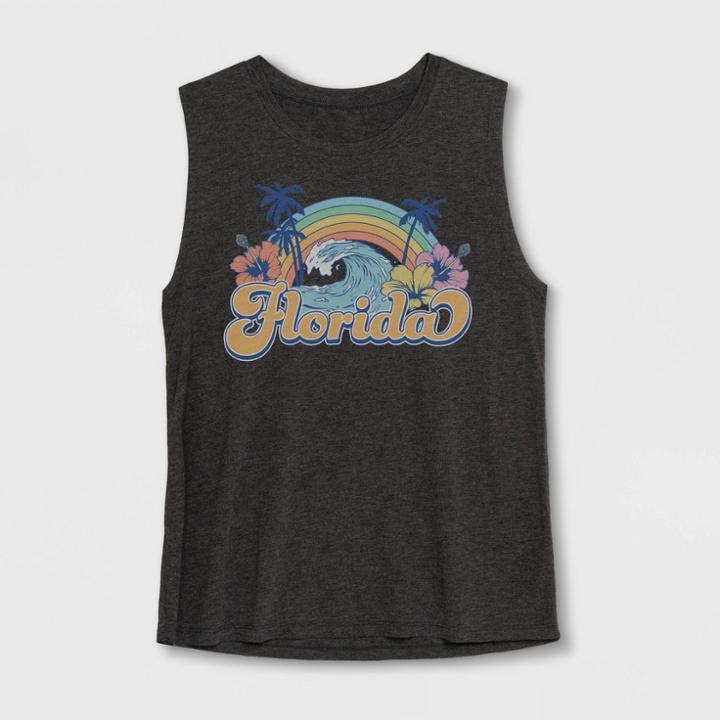 Women's Florida Rainbow Graphic Tank Top - Awake Charcoal Heather