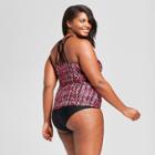 Women's Plus Size Drape Front Strappy Back Tankini - Ava & Viv Berry