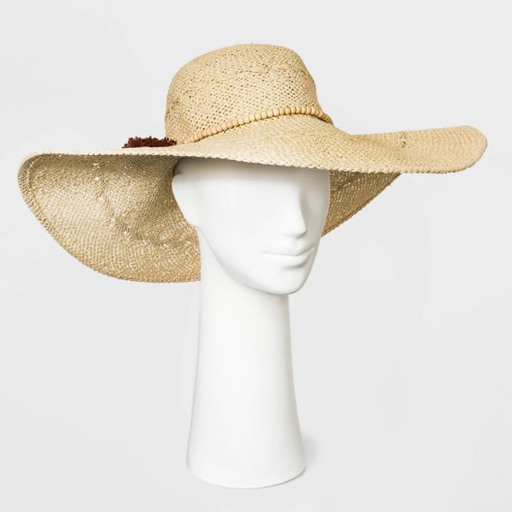 Women's Paper Straw Floppy Hat - A New Day Natural, Women's, Size: