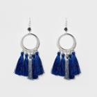 Glitzy, Circle, And Tassels Earrings - A New Day Blue/silver