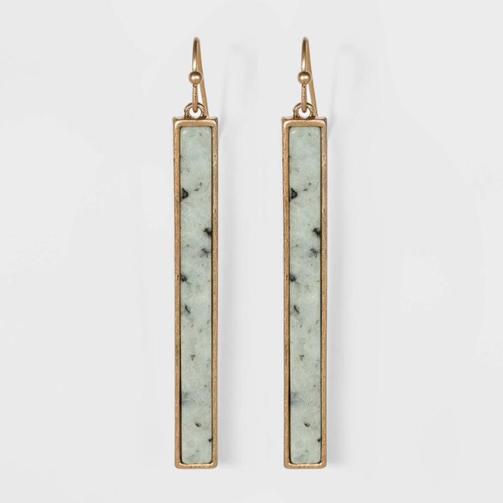 Semi-precious Labradorite Rectangular Stone Inlay Drop Earrings - Universal Thread Gray, Women's,