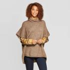 Women's Rolled Edge Poncho - Universal Thread Brown One Size, Women's