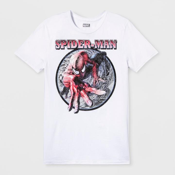 Men's Short Sleeve Spider-man Crew T-shirt - White