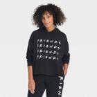 Women's Friends Flocked Hooded Graphic Sweatshirt - Black