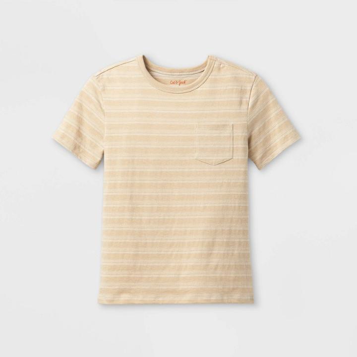 Boys' Striped Short Sleeve T-shirt - Cat & Jack Cream/white