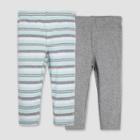 Burt's Bees Baby Organic Cotton 2pk Striped Pants Set - Heather Gray 0-3m, Kids Unisex, Gray/grey