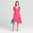 Women's Short Sleeve Lace Asymmetrical Hem Dress - A New Day Pink